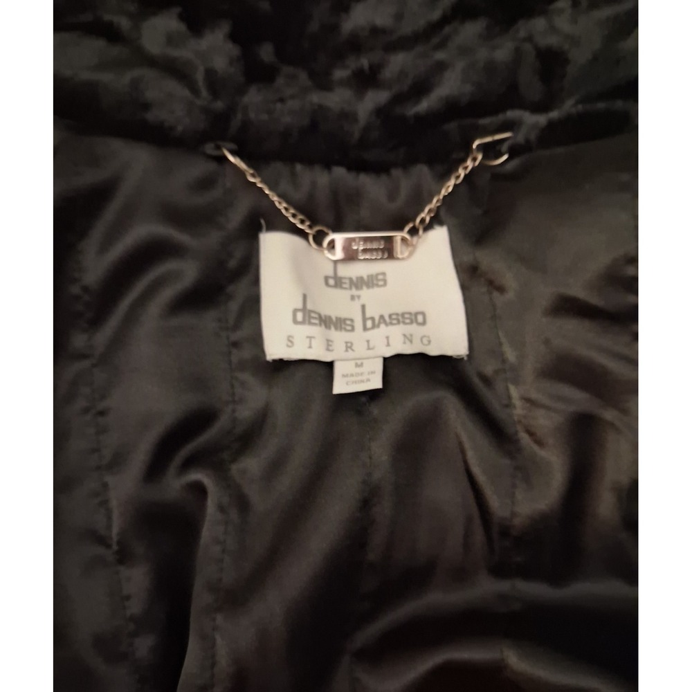 Dennis Basso Faux Fur Jacket Vest Zip-Off Leather Sleeves Black Statement Glam - Picture 16 of 16